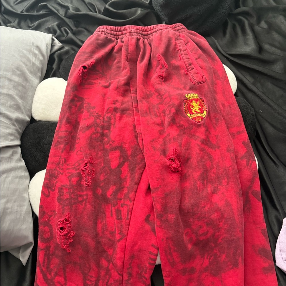 Red Balenciaga Skater Sweatpants